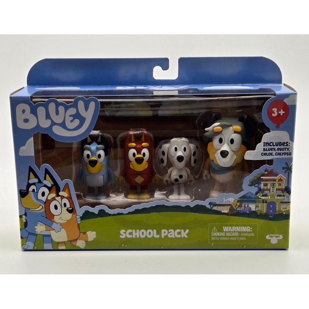 Bluey School Pack 5 Figure Set Bluey Bingo Chloe Rusty Jack New Open Box